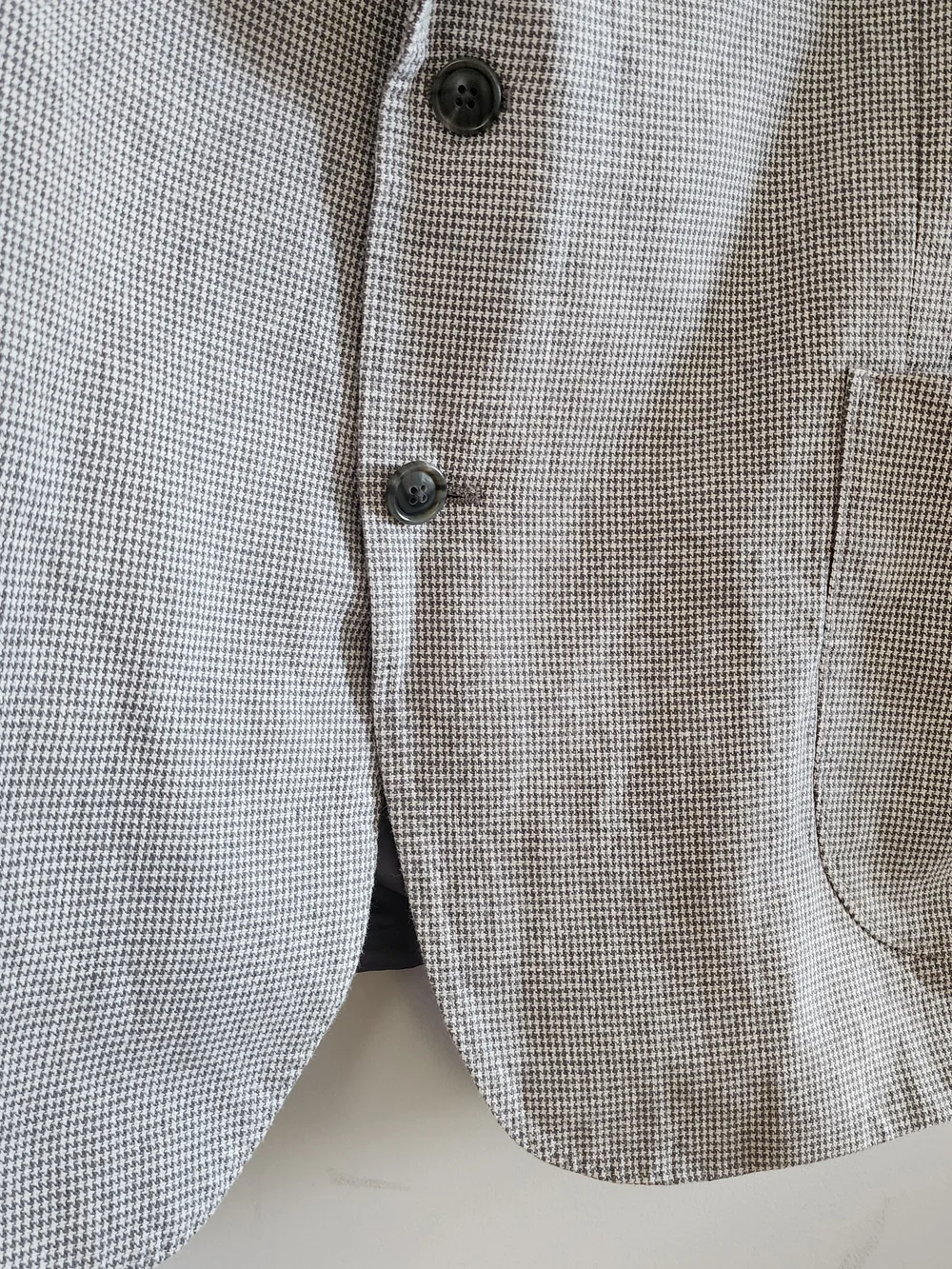 Stafford Linen Blend Men's 46R Blazer Sport Coat Gray Houndstooth Classic Fit